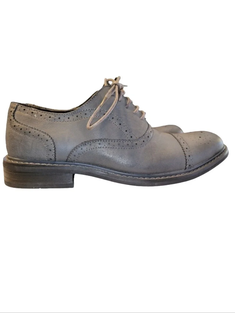 Perry Ellis Portfolio Bryant Gray Vegan Leather Wingtip Oxfords - Men’s 7.5